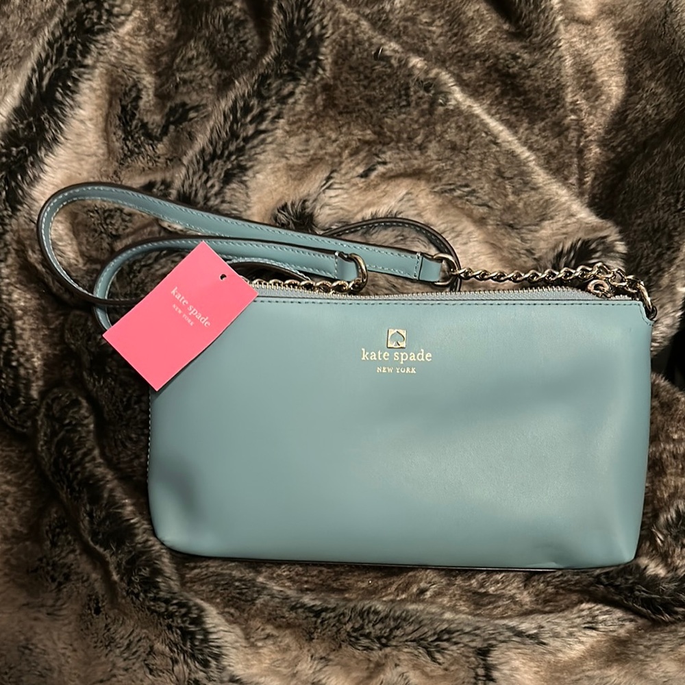 Kate Spade Blue Crossbody Bag w/Gold Hardware 11” x 6” NWT